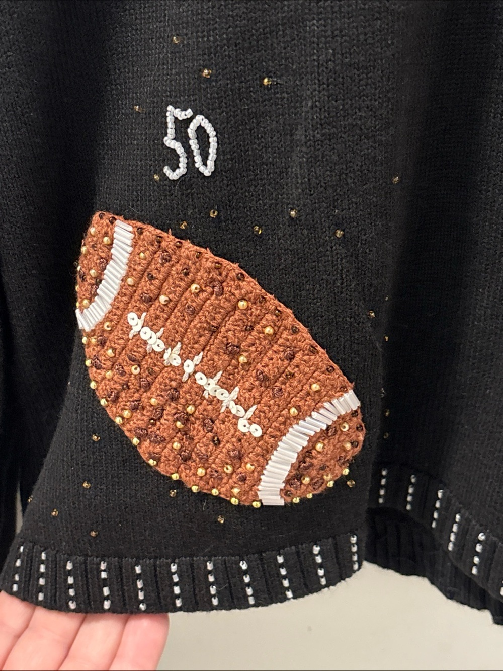 Berek Women’s Vintage Full Zip Sweater Size XL Beaded Football Gameday EUC - Picture 9 of 10